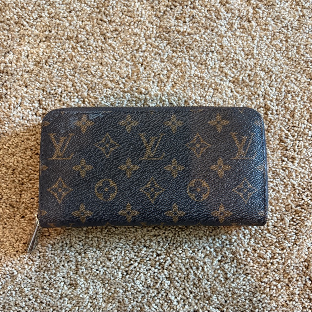 LV Brown and Tan Zippered Wallet